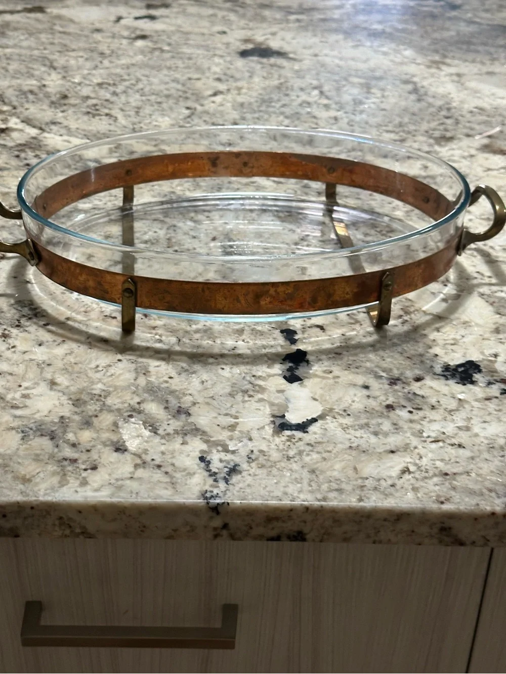 60’s Nilsjohan Sweden Copper Casserole Dish Made In France Pyrex Glass